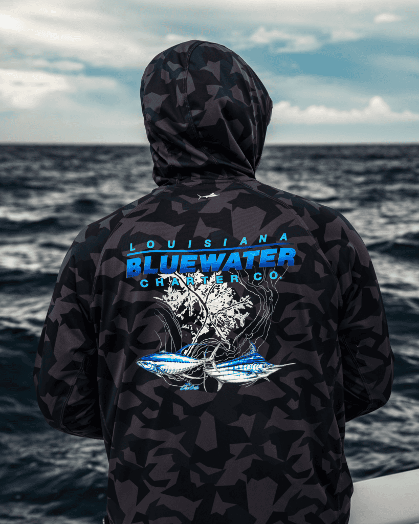ヒヨウドウ　HYDO ST-W ANCUS NAVY CAMO Camo Long Sleeve Hooded - LA Blue Water Charter Company Venice Fishing